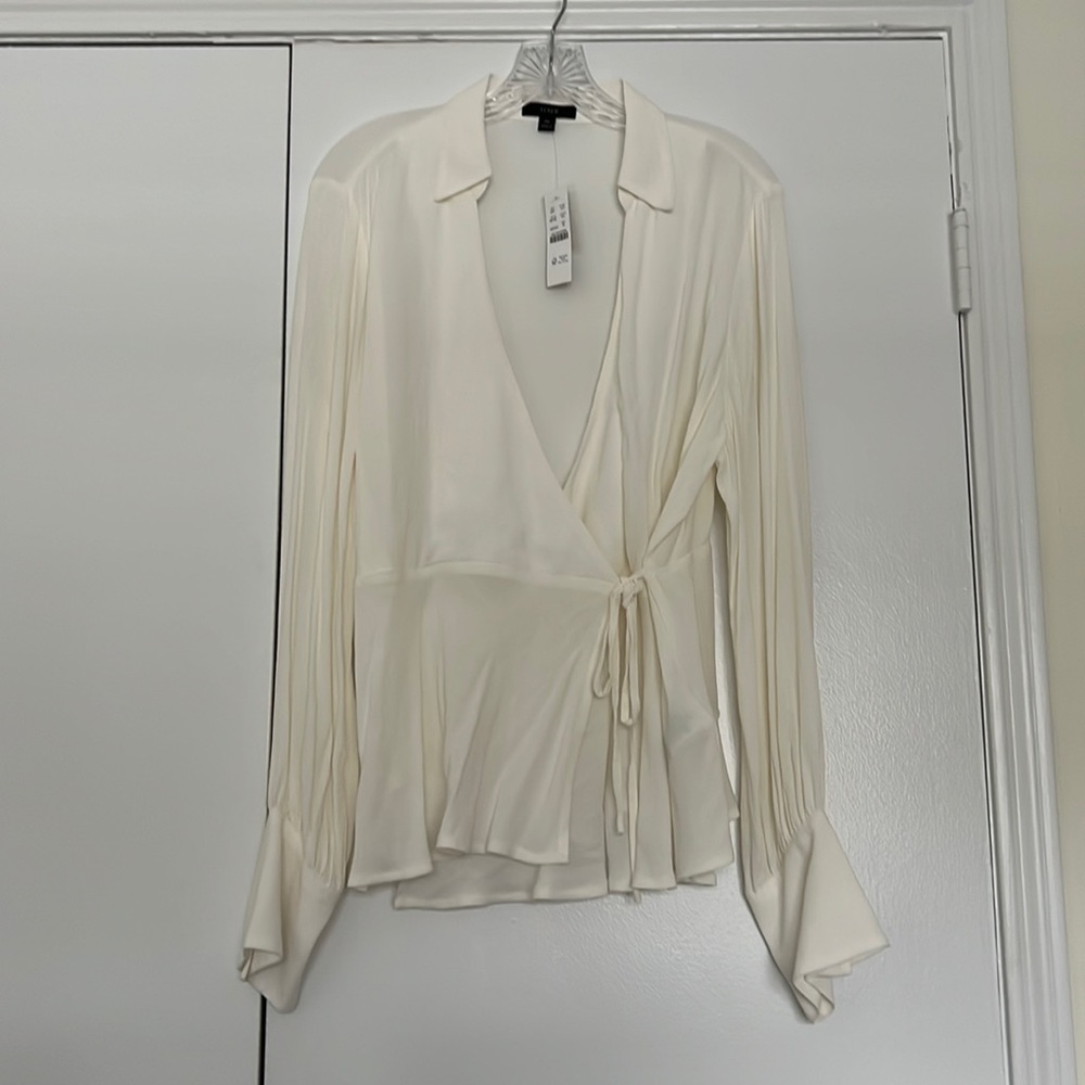 J Crew cream wrap top size 16